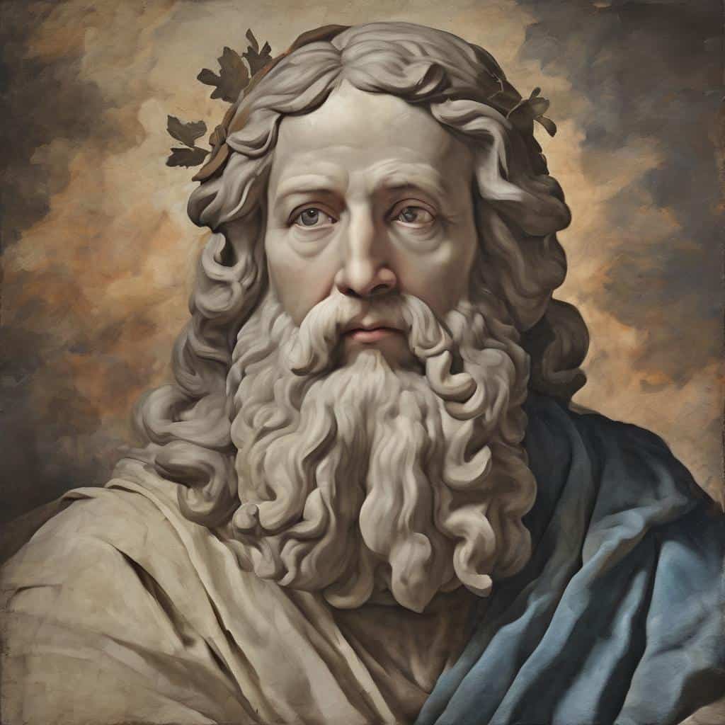 Άνθρωπος με μακριά γκρίζα μαλλιά και γενειάδα, σε ψηφιακή τέχνη, σύγχρονοι καλλιτέχνες, τέχνη του σήμερα.